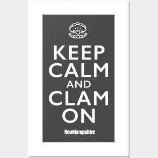 Keep Calm and Clam On (White text) Posters and Art